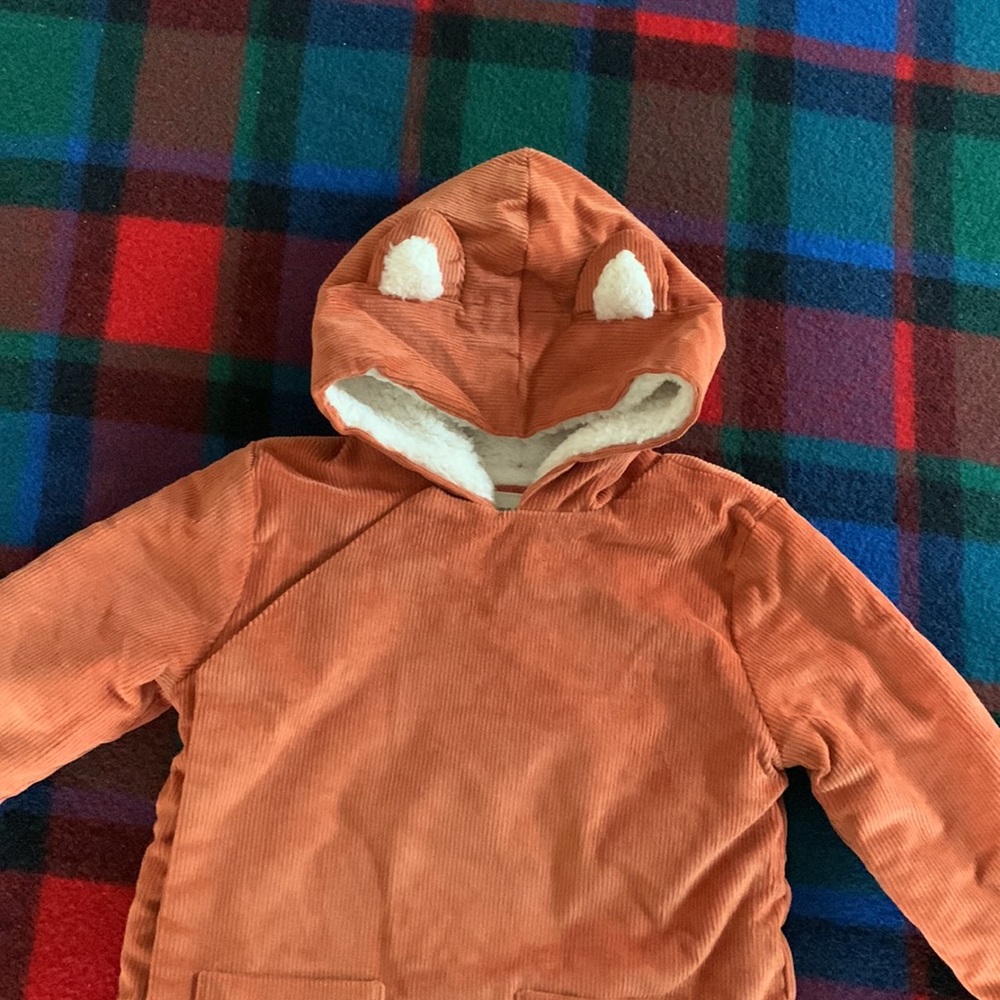 Hanna Andersson fox jacket Sherpa lined corduroy orange brown - Picture 5 of 16